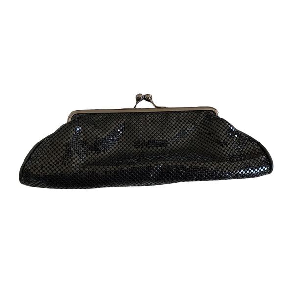 whiting & davis mesh leather bag black convertible purse chain strap clutch - Picture 2 of 11